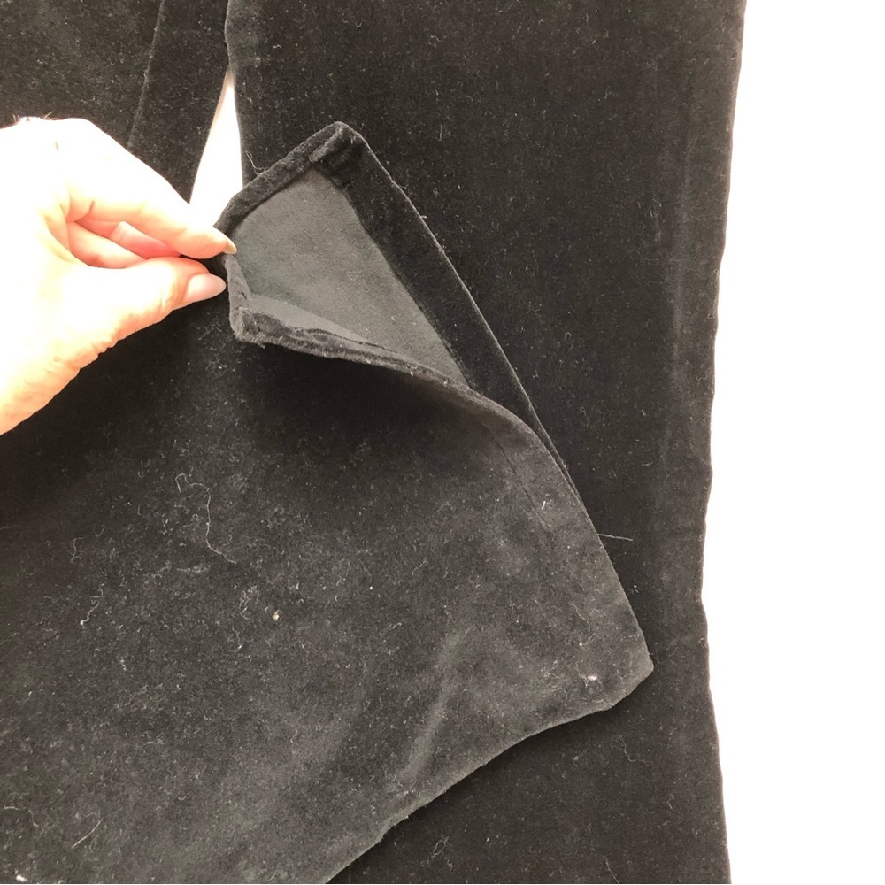 Jennifer Lopez JLo black cotton velvet stretch pant satin waist details 7 - Picture 4 of 7